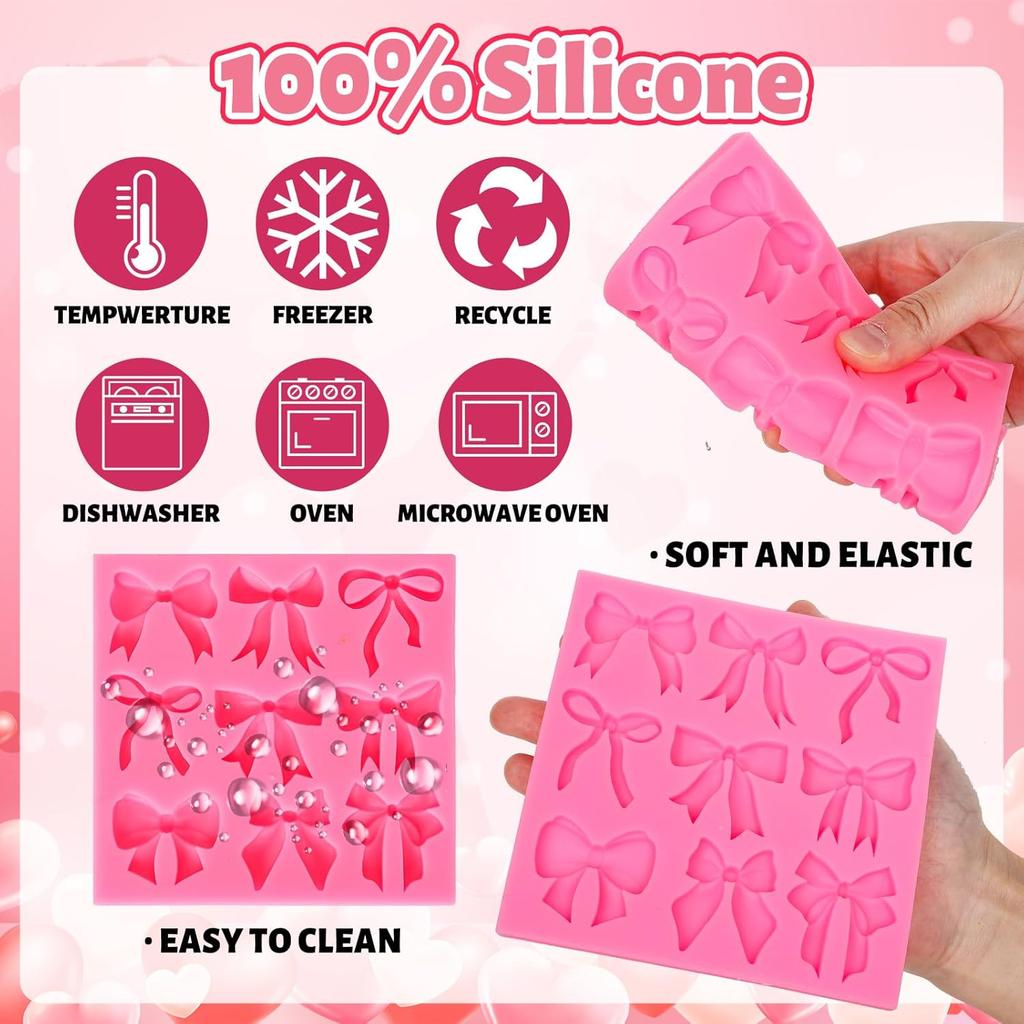Bow Fondant Mold Bowknot Silicone Mold Bow Coquette Chocolate Candy Mould For Kitchen Baking Crafts Birthday Baby Shower Party Decor Supplies