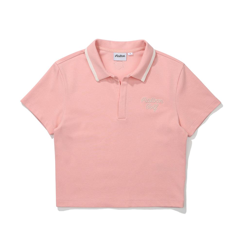MALBON GOLF Cropped Collared T-Shirt Pink (Woman)