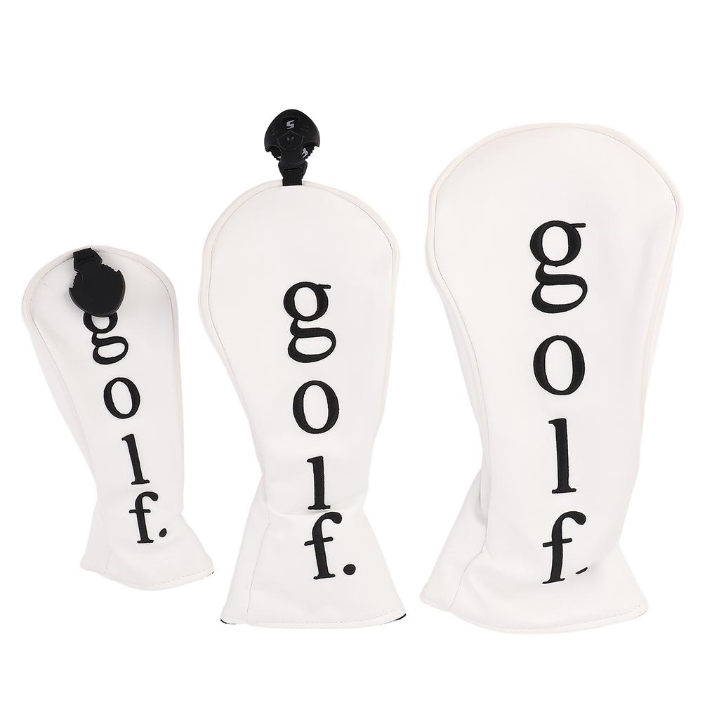 Golfschlägerkopfhauben PU-Leder Wasserabweisend Sportlicher Stil Abriebfest Golfschlägerkopfhauben Set für Training Weiß