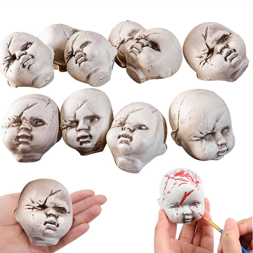 10piece Male Doll Head With Bag DIY To Paint For Creepy Baby Doll Halloween Male Doll Head