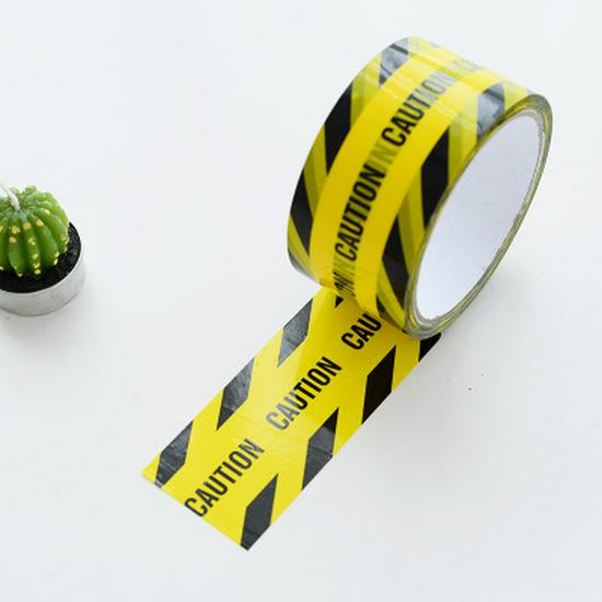 Large Roll Warning Tape - Black Text on Yellow Background, 4.8CM Wide, 25M Long