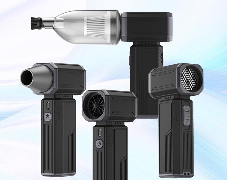 High-Speed Brushless Motor Fan for Snow and Dust Removal - Handheld, Lithium Battery-Powered for Outdoor and Gaming Use.