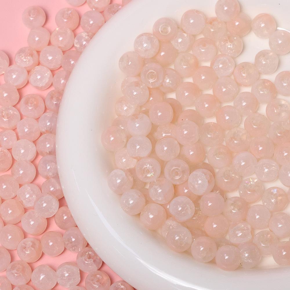 Yori 40pcs 10mm Imitation Crack Glass Beads Round Loose Spacer Beads for Jewelry Making DIY Bracelets Phone Chain Accessories