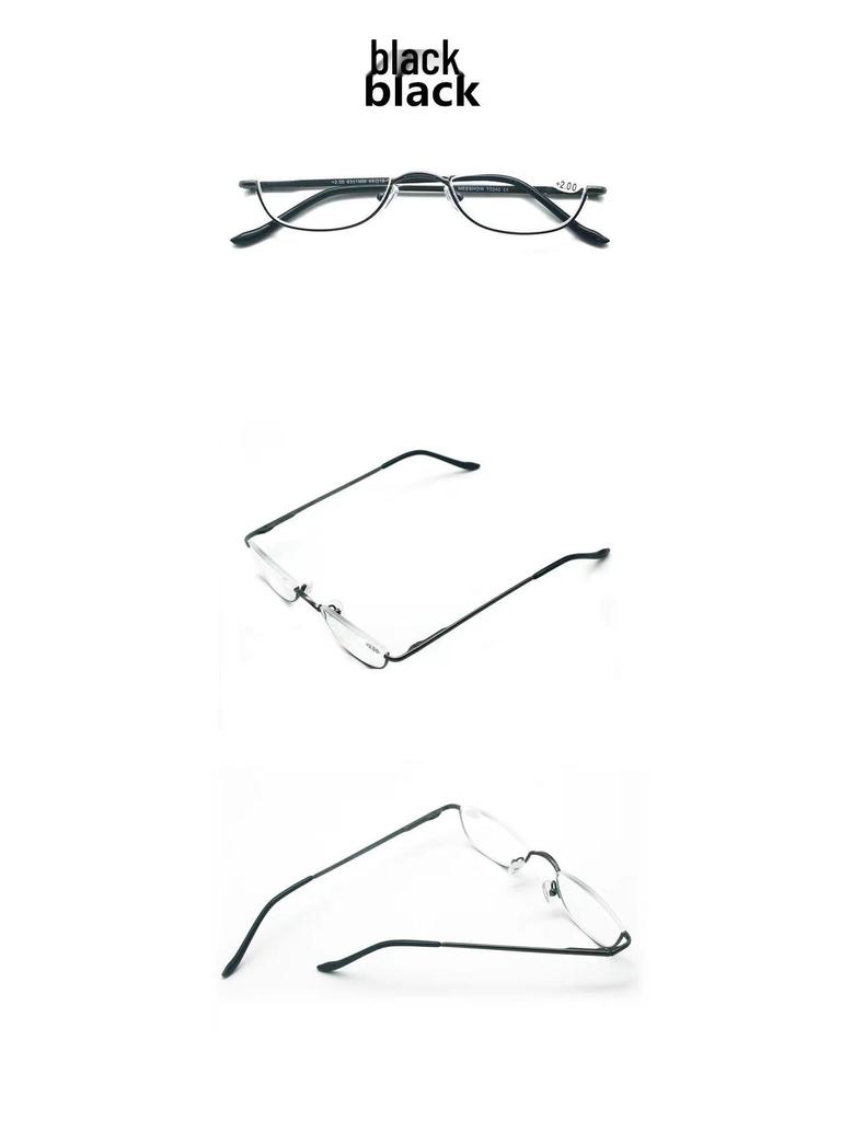 New Fashion Half-Moon Reading Glasses with Metal Spring Legs - Semi-Rimless, Convenient, Trendy Design for the Elderly