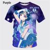 Nové Sailor Moon Anime 3D Tisk Dívčí Tričko s Krátkým Rukávem Ležérní O-výstřih Anime Sailor Moon Dětské Unisex Trička s Krátkým Rukávem