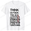 Retro Men's T-Shirt Think Outside The Box Print Short Sleeve T-Shirt Summer Casual Tees Top Loose Oversized T-Shirt for Men