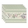 Green Printed Lace Floral Spring Placemats,12x18 Inch Seasonal Summer Holiday Table Mats for Party Kitchen Dining Decoration