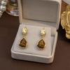 Maillard Atmosphere Brown Irregular Water Drop Earrings, Light Luxury Niche Retro Oval Earrings