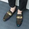 Men's shoes large size casual leather shoes fashionable British style one-pedal rivet pointed leather shoes trendy suede leather shoes