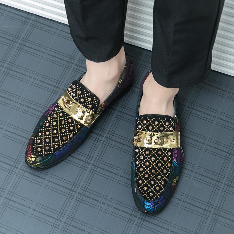 Men's shoes large size casual leather shoes fashionable British style one-pedal rivet pointed leather shoes trendy suede leather shoes