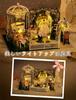 moin moin 124 Dollhouse Miniature Handmade Kit Set Flower Garden Wedding Butterfly Rabbit Chapel Ceremony Hall Wedding  LED Light + Acrylic Case +