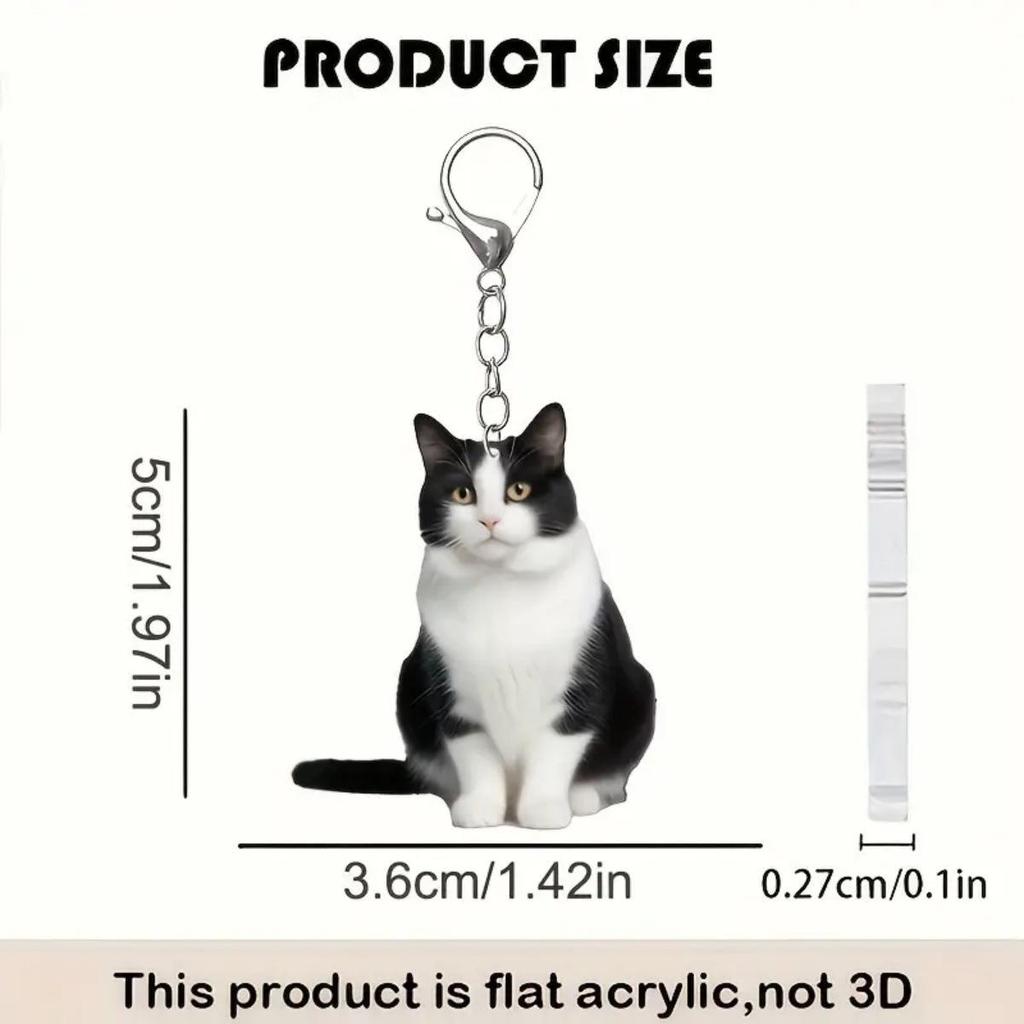 Lovely Cat Keychains Flat 2D Acrylic Pendant Children Funny Keychains Girl's Schoolbag Ornament