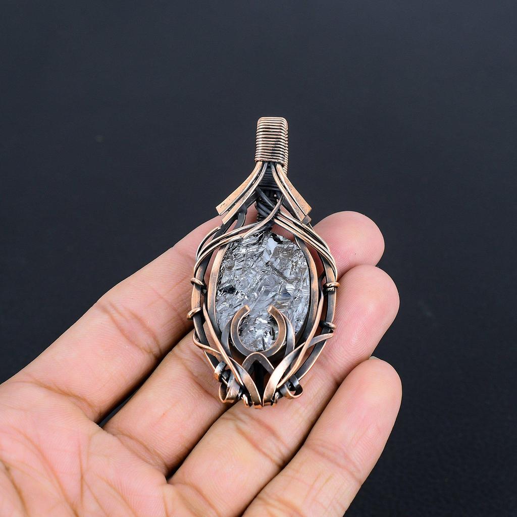 Schungit Anhänger, 999 Kupferdraht umwickelter Edelsteinschmuck, Handgefertigter Anhänger, Für Thanksgiving