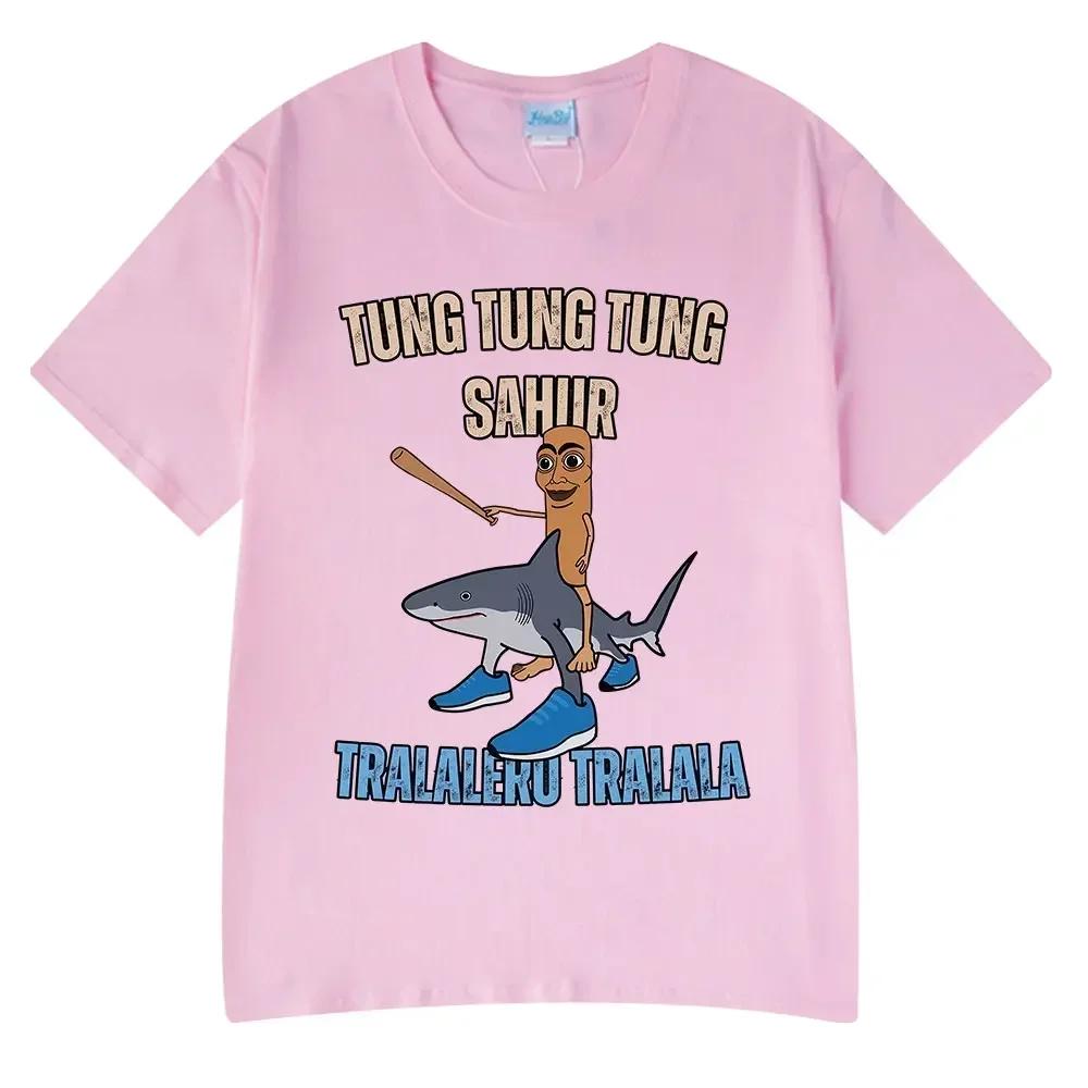 Italienisches Brainrot Tralalero Tralala Tung Tung Sahur lustiges bedrucktes Kinder-Kurzarm-T-Shirt geeignet für den Sommer