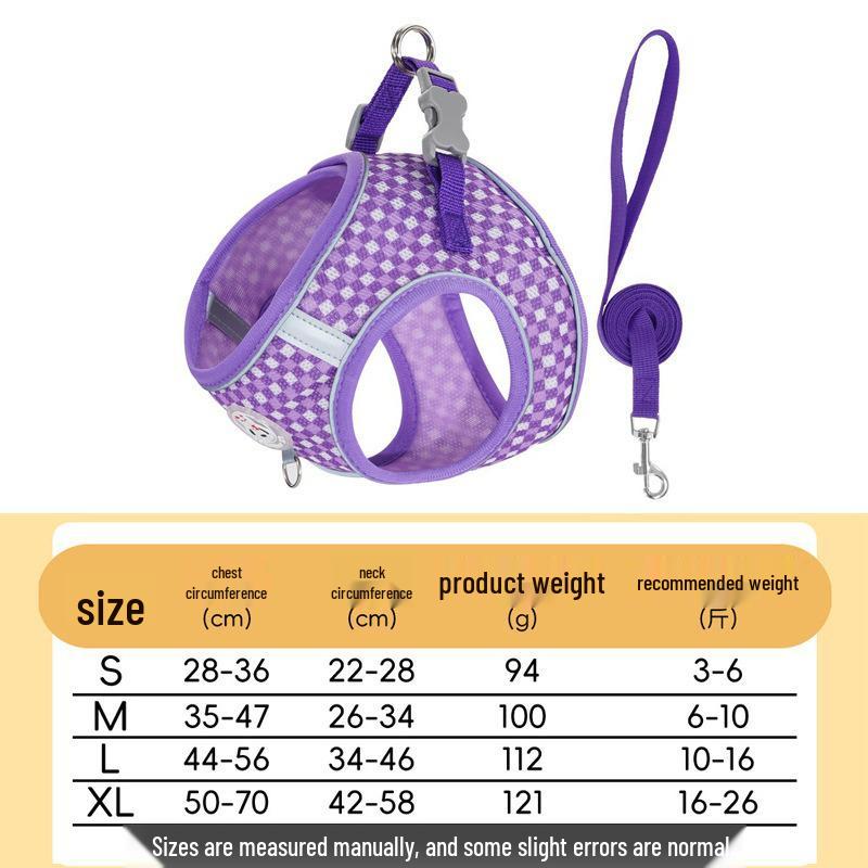 Reflective Vest-Style Pet Harness and Leash Combo