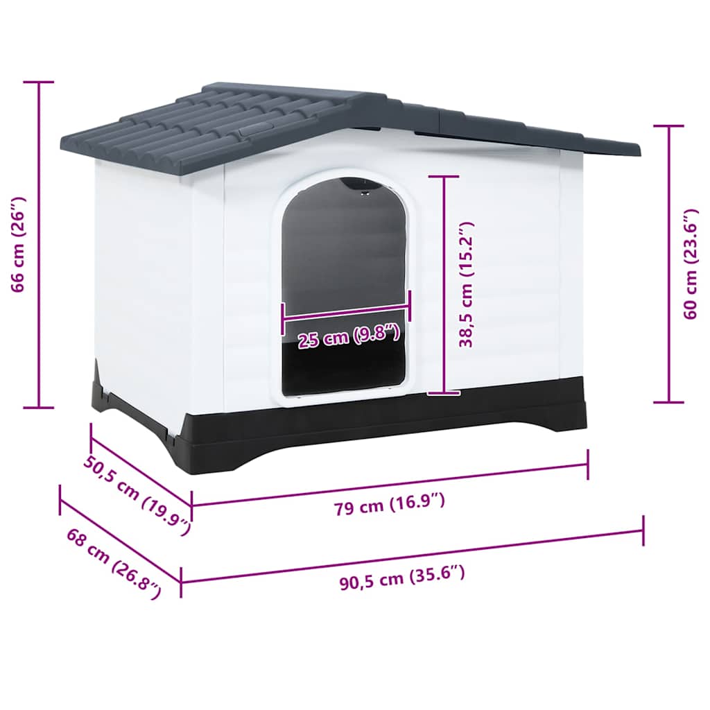 Vidaxl Buda Dla Psa, Szara, 90,5X68X66 Cm, Polipropylen