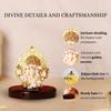 Kalpavrikshya Tree Ganesh Idol Ganpati Murti for Car Dashboard, Office Desk, Hindu God Gift & Home Decor - Resin (White)