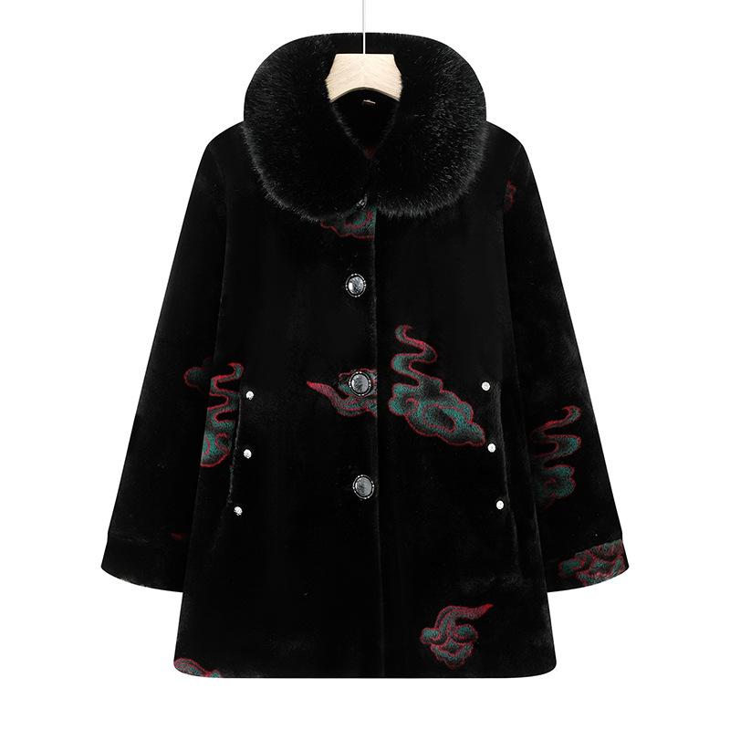 

Пальто имитация норки теплое флисовое утолщенное пакет свободный большой размер праздничный 5XL [Recommended 150-80 kg]