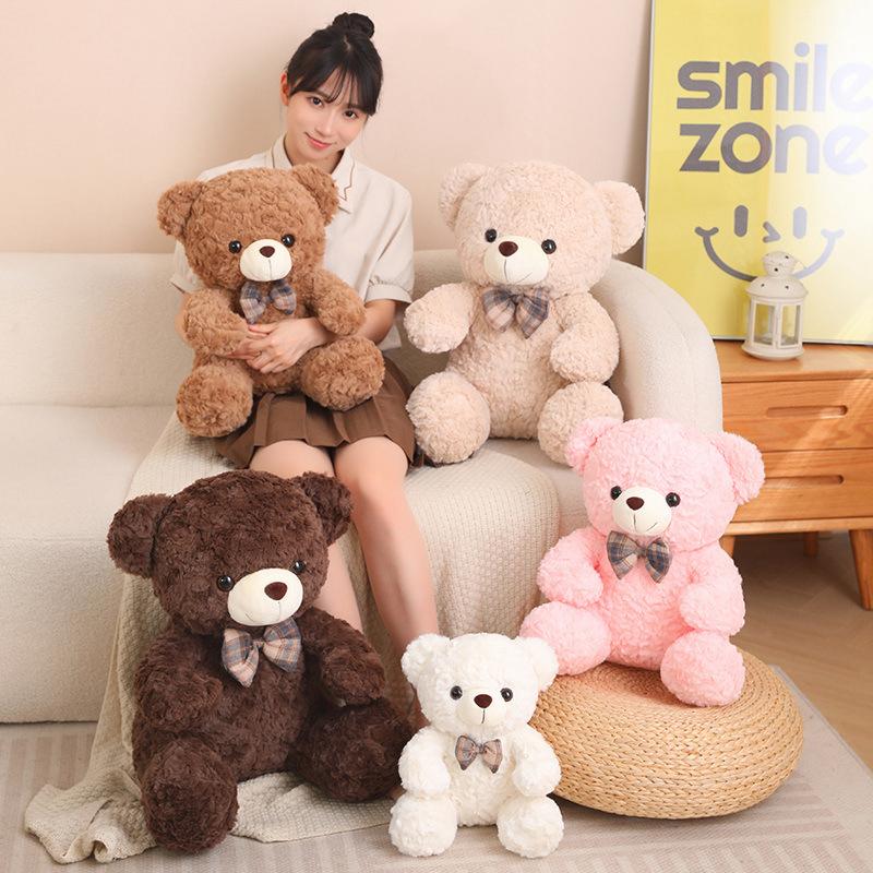 Roztomilý plyšový medvídek s motýlkem, plyšová hračka, medvídek k objímání, uklidňující panenka pro děti, dárek k narozeninám