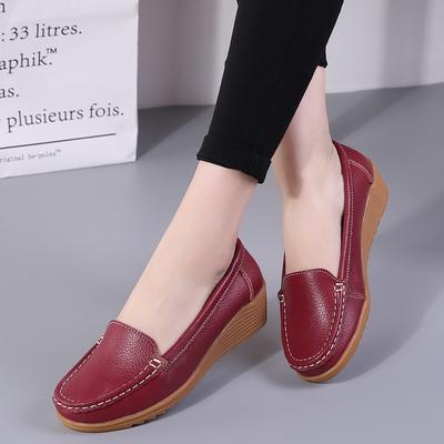 Women Flats  Genuine Leather Shoes Wedge Heels Women Loafers Ballet Flat Shoes Platform Spring Summer Chaussures Femme 987
