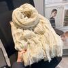 Japanese pleated solid color spring and autumn cotton and linen scarf silk scarf women's literary summer shawl Korean version scarf yarn versatile
