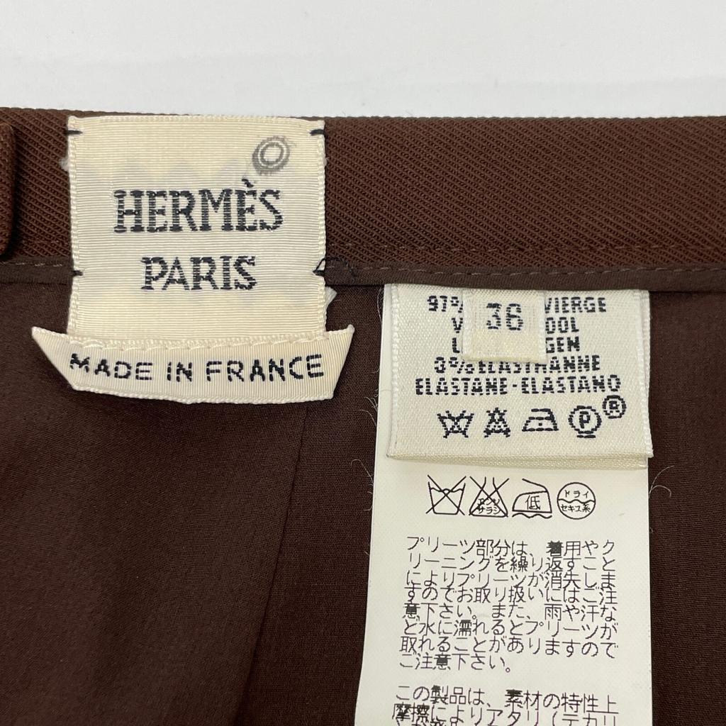 HERMES Lemaire period brown wool random tuck layered medium skirt skirt 36 BrownUsed