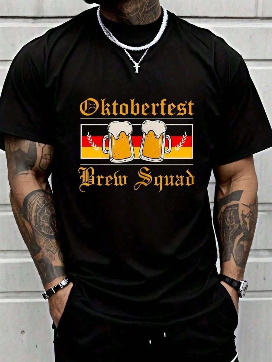 100 Cotton Oktoberfest Party Novelty Bavarian Drinking Brew TShirt Crew Neck Short Sleeve TShirt Casual Print Graphic Cotton S