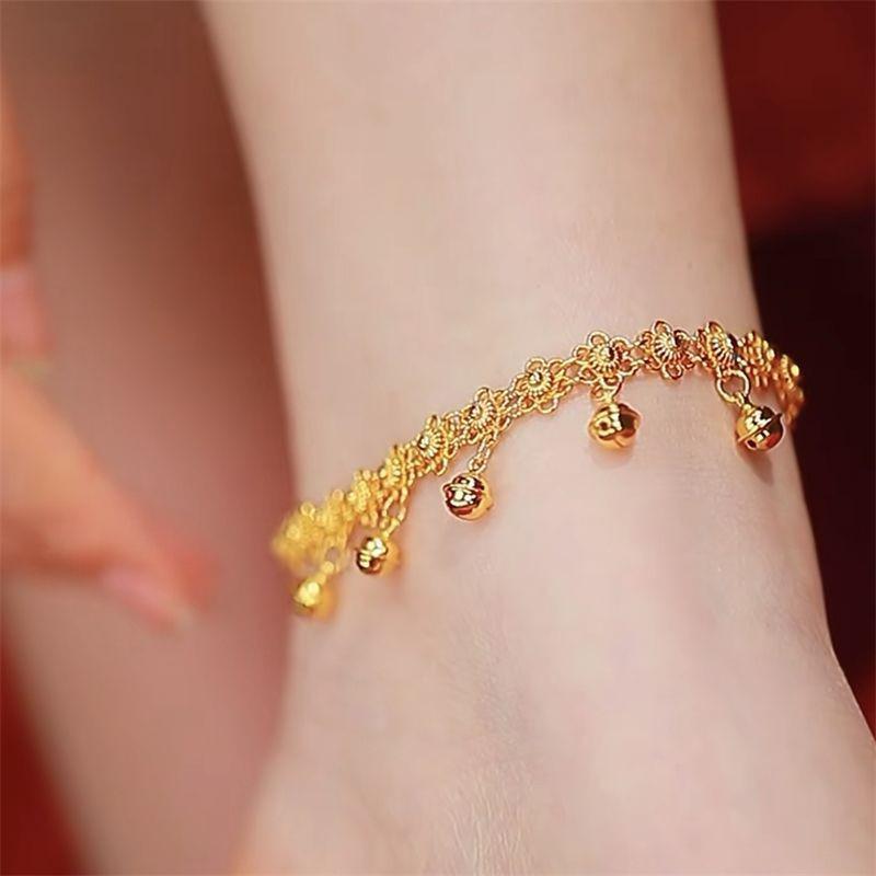 Exotic Chinese Plum Blossom Wind Chime Anklet: Retro Bohemian Court Style Foot Jewelry for Girlfriend