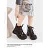 Super yuan leather Martin boots women's 2025 autumn and winter new British style ugly cute big head design thick-soled heightening short boots