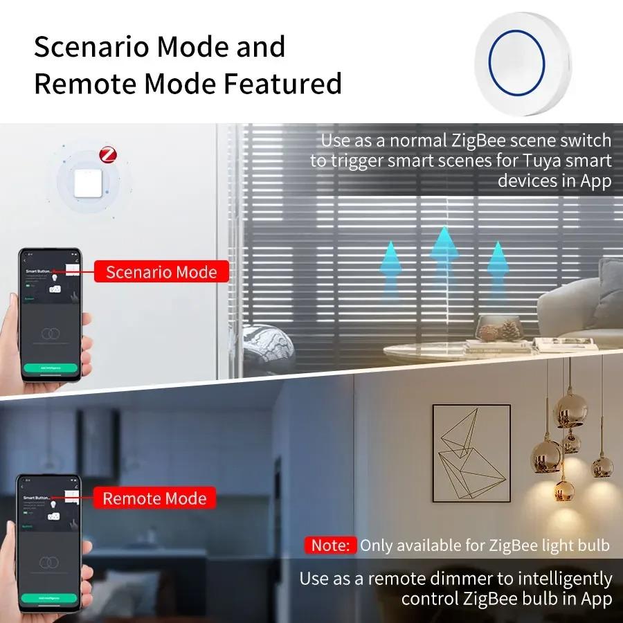 Tuya Zigbee Smart Switch Intelligent Scence Button Wireless Remote Control Smart Life Alexa Google Assistant Gateway Required