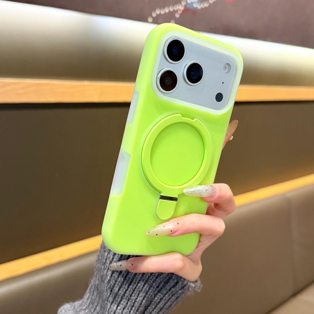 Stand Holder For Magsafe Wireless Charge Kickstand Case For iPhone Air 17 16 15 Pro Max Jelly Neon Silicone Shockproof Cover
