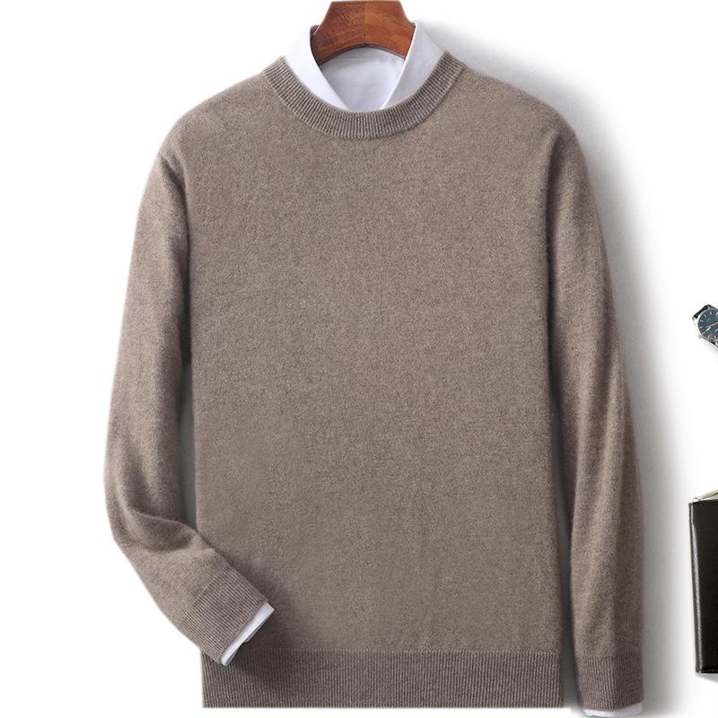 New Semi-turtleneck Cashmere Sweater Men's Thickened Sweater Solid Color Long-sleeved Wool Knitting