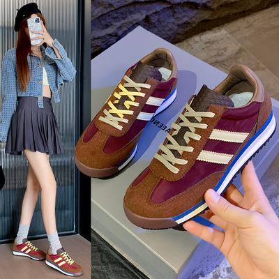 Fashion 2024 Spring and Autumn Fashionable Women's Sports Shoes Genuine Leather Breathable Women's Vulcanized Shoes Luxury Designer