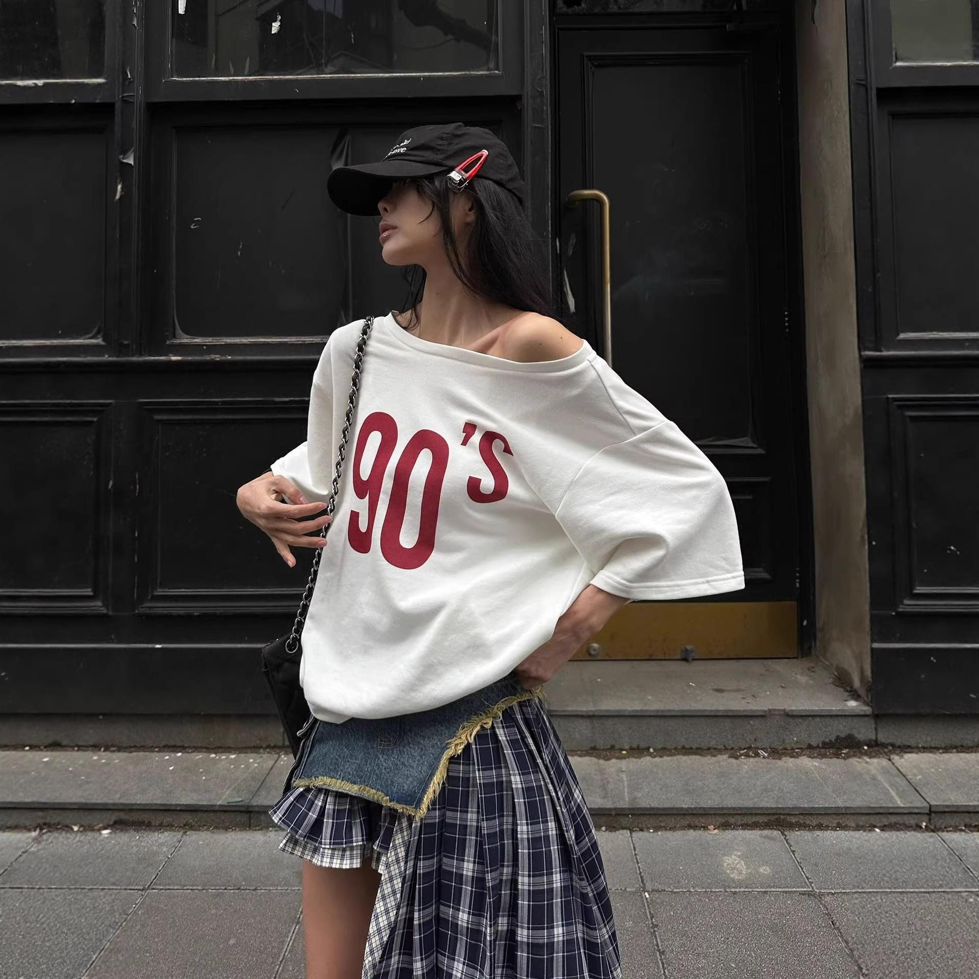 

Пикантный красный топ с открытыми плечами в стиле American Girl - Женский летний свободный топ с коротким рукавом L белый