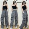 Pantaloni Larghi Oversize da Donna alla Moda Retro Vintage High Street Casual Streetwear Pantaloni Jogger Larghi Coulisse Tasca Pantalone