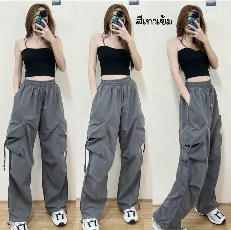 Pantaloni Larghi Oversize da Donna alla Moda Retro Vintage High Street Casual Streetwear Pantaloni Jogger Larghi Coulisse Tasca Pantalone