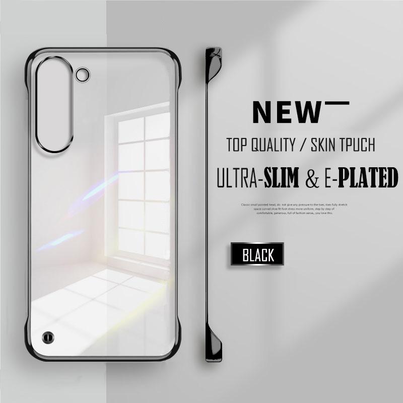 

Plating Transparent Frameless Ultra Thin Case For Samsung S25 S24 S23 FE Ultra Plus Edge Clear Hard Lens Protection Cover for S23 Ultra