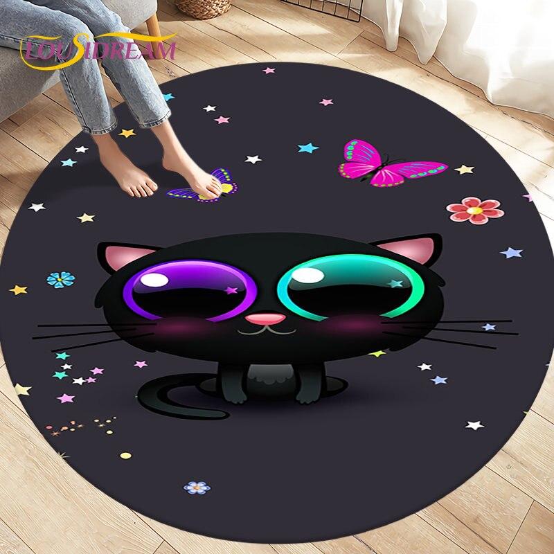 3D Cartoon Cute Cat Area Rug,Round Carpet Rug for Living Room BedRoom Sofa Chair,Kids Play Crawl Soft Non-slip Floor Mat Gift