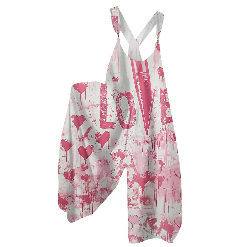 Moda Damska ul. Patrick Print Casual Luźny Kombinezon z Szerokimi Nogawkami