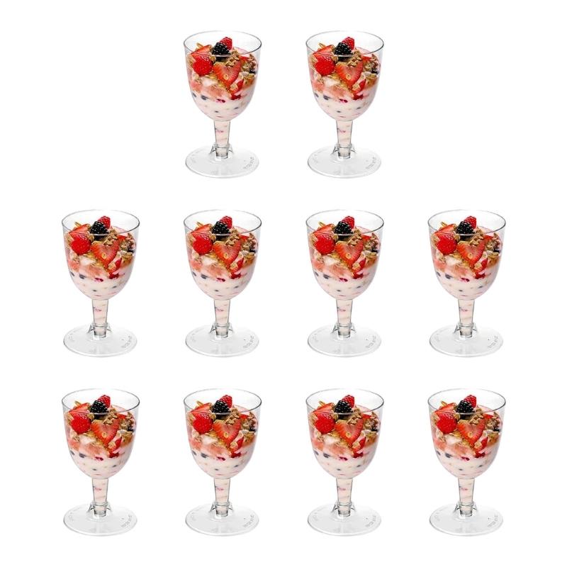 10pack Elegant Plastic Dessert Cups for Ice Cream Mousses and Yogurt Great for Birthday Celebration