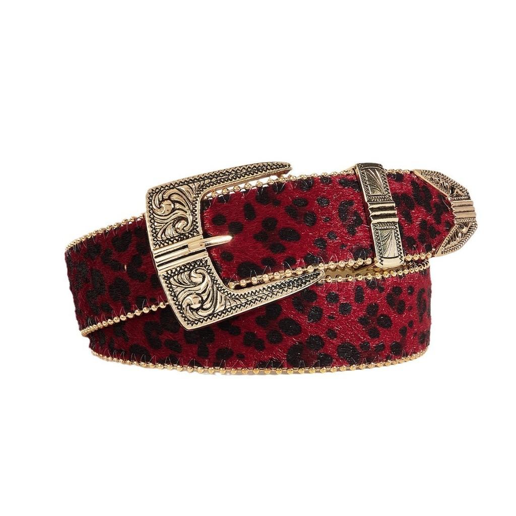 

Fashion Leopard Print Belt For Women With Alloy Buckle Stylish Designer Accessory Perfect For Summer червоний