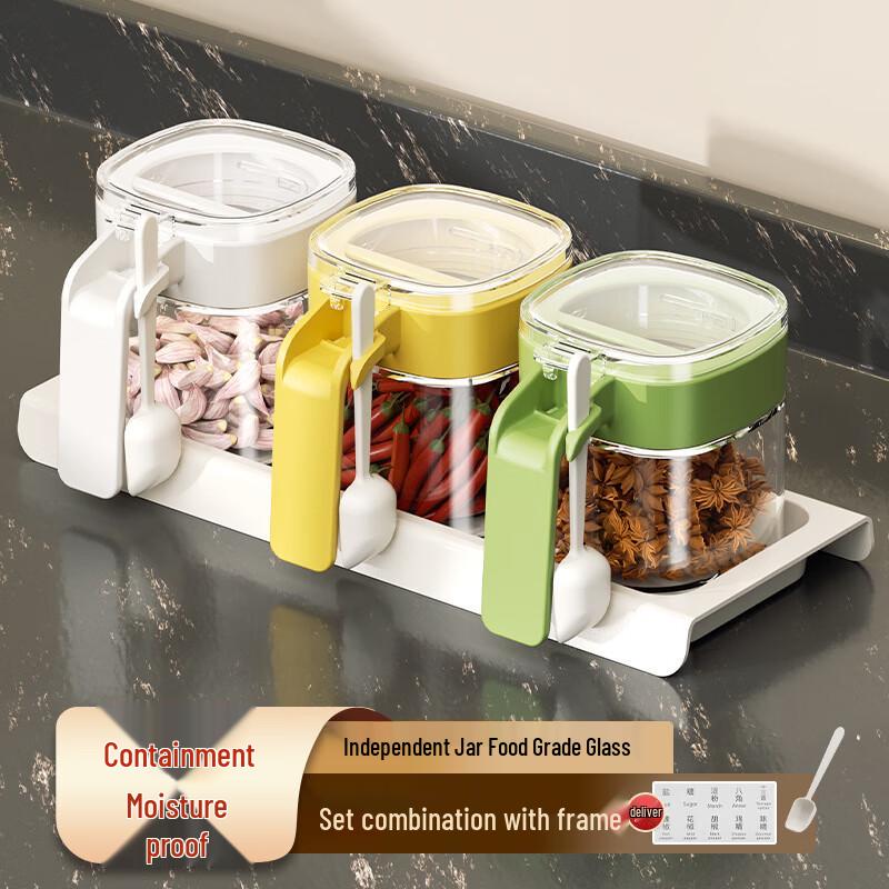 

Mixed Color Glass Seasoning Set with Spoons