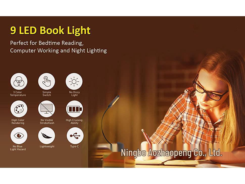 USB Rechargeable LED Clip-On Reading Lamp for Eye Protection
