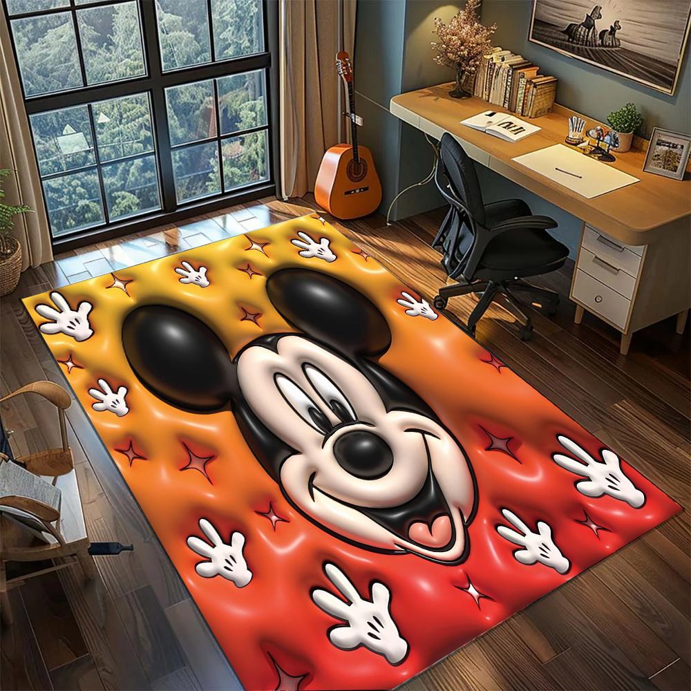 Cute Mickey Mouse Smiling Face Rug Carpet Large Area Rug Non Slip Washable Floor Mat Gamer Room Bedroom Home Decor
