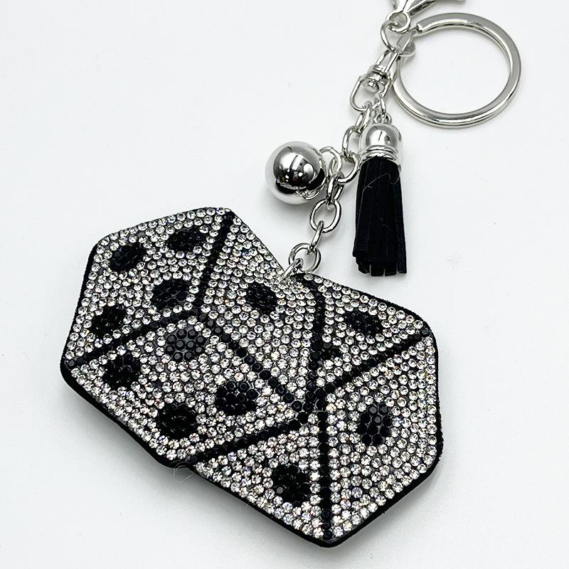 Crystal Rhinestone Tassel Dice Keychain: Stylish Bag Ornament & Fashion Gift for Girls