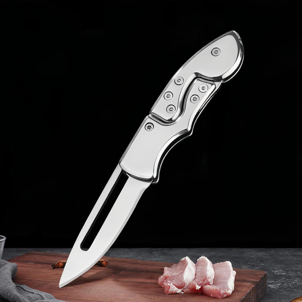 Outdoor Folding Knife Fruit Knife Stainless Steel Camping Knife Mini Mechanical Folding Knife Keychain Carrying Pocket Knife