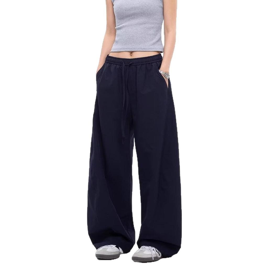 American Navy Blue Scimitar Casual Pants for Men and Women, Summer Cool Feeling Quick-drying Loose Moving Pants, Hanging Feeling Wide-leg Pants