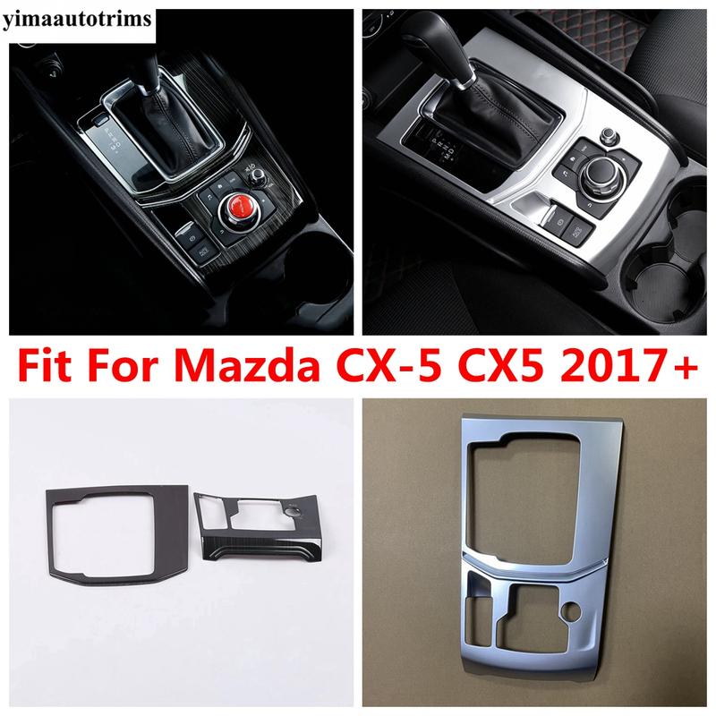 LHD RHD Car Gear Shift Shifter Box Panel Cover Trim Stainless Steel / ABS Accessories Interior For Mazda CX-5 CX5 2017 - 2024
