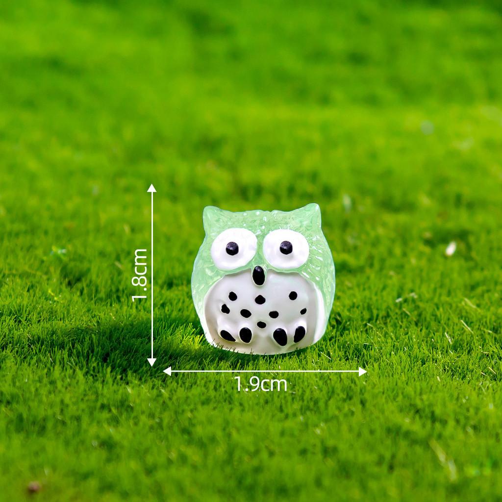 10Pcs/lot Cute Luminous Owl Animal Miniatures Mini Figurine Glow in the Dark Ornaments Fairy Garden Decoration Micro Landscape