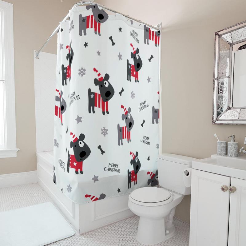 TU Cute Puppy Dog Shower Curtain Set Waterproof Bathroom Decor Farmhouse Animal Pattern Fabric Backdrop for Tub